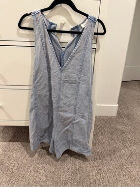 Light Wash Denim Sleeveless V-Neck Romper